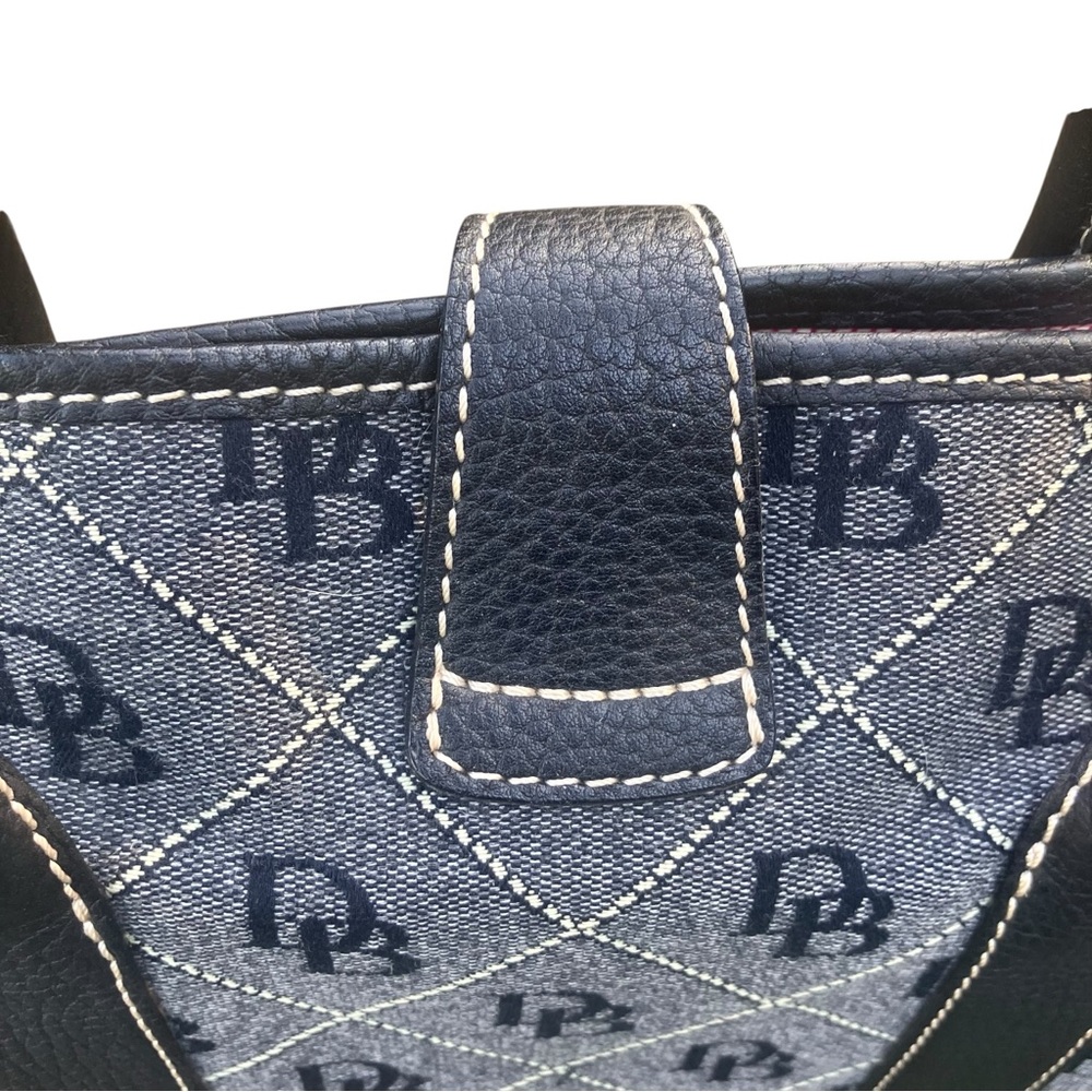 Dooney & Bourke Denim Logo Tote Pink Interior Gold Hardware Preppy Quiet Luxury - Picture 4 of 13